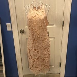 LuLus Crochet Blush Floral Dress L